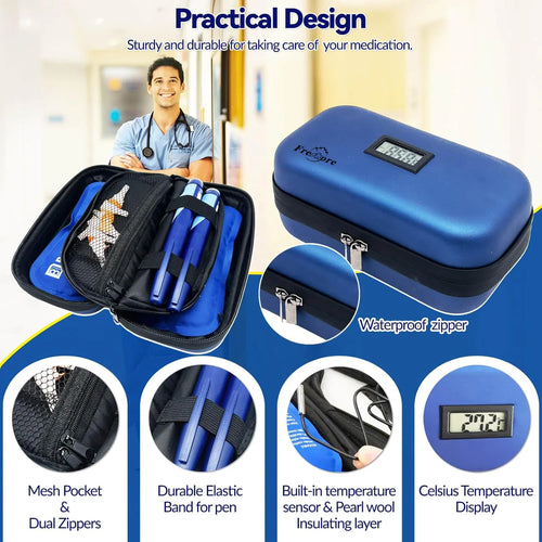 Large Portable Peptide Cooling Travel Case – with Temp Display